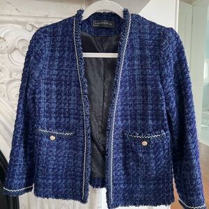 Beautiful blue tweed blazer from Zara! Size Small